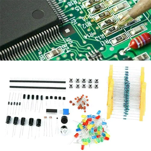 Miniatura 6 de Surtido de kit de componentes electrónicos DIY, resistencias 1818PCS, LED, triodo, condensadores, diodos, PCB, potenciómetro, resistencia variable