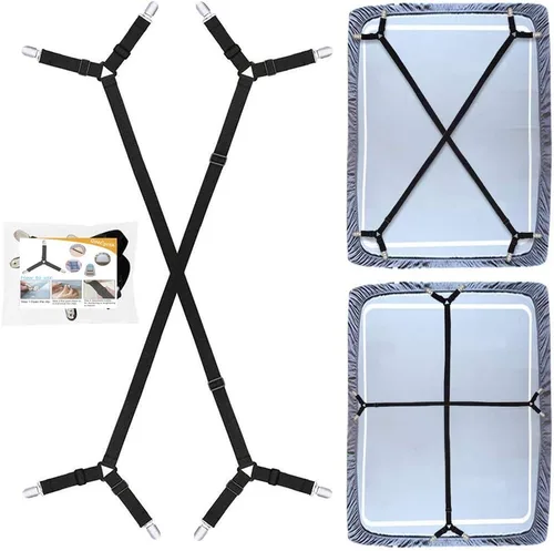 Miniatura 3 de 4 piezas de clips de correas ajustables para sábanas de cama, sujetadores elásticos para sábanas de colchón y tirantes, agarradores para sujetar