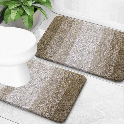Miniatura 101 de OLANLY Juego de 2 alfombras de baño de microfibra suave y absorbente, antideslizantes, se pueden lavar y secar a máquina, alfombras de baño peludas