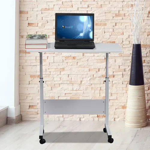 Miniatura 13 de HomVent Mesa de TV ajustable con ruedas, mesa lateral para aperitivos con ruedas, mesa portátil en forma de C, mesa de mesa móvil de madera