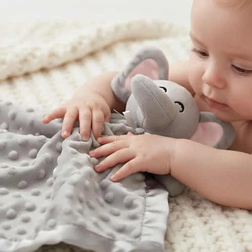 Miniatura 4 de Pro Goleem Manta de Seguridad de Elefante, Manta de Apego Suave Unisex Regalos para Bebés para Niños y Niñas Juguete de Abrazo Animal de Peluche