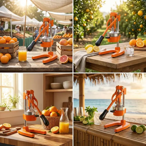 Miniatura 9 de Exprimidor de cítricos de hierro fundido – Prensa manual de naranja resistente de 13.8 libras, taza y colador de acero inoxidable 304, exprimidor