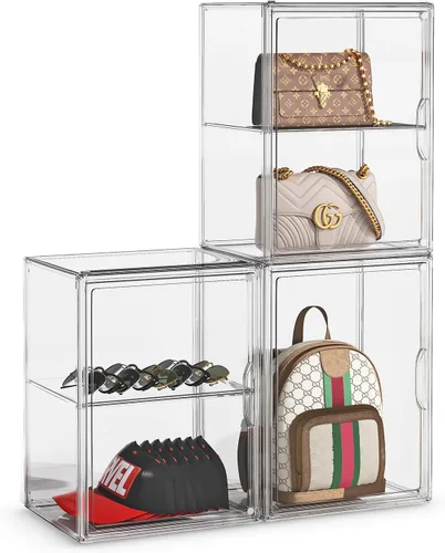 Miniatura 12 de Organizador de Carteras para Clóset, Paquete de 3 Organizadores de Almacenamiento de Carteras, Vitrina de Acrílico Transparente para Coleccionables