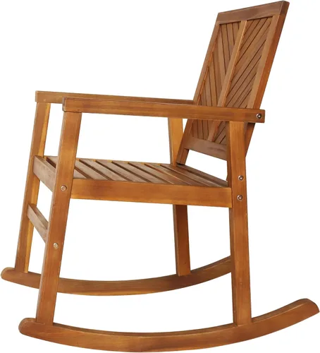 Miniatura 7 de JONATHAN Y RCK100A Ned - Mecedora moderna con respaldo de Chevron, 300 libras, soporte de madera de acacia, para jardín, césped, patio trasero, Teca