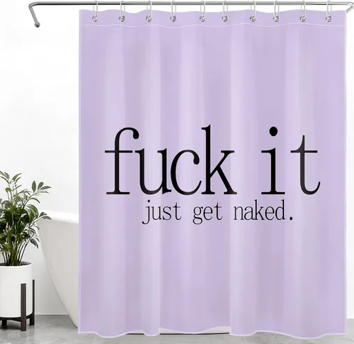 Miniatura 36 de LB Fuck It Get Naked - Cortina de ducha pequeña de 48 x 68 pulgadas, forro de cortina de ducha en blanco y negro, cortina de ducha estrecha