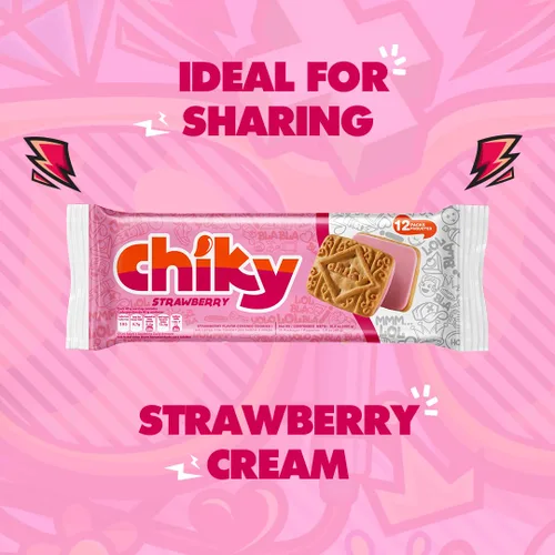 Miniatura 4 de Chiky Galletas de caramelo de fresa, crujientes y dulces, centro de crema suave, textura crujiente que se derrite en cada bocado, 16.9 onzas, 1 caja