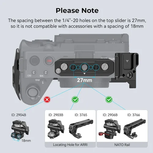 Miniatura 9 de SmallRig Jaula para Sony FX30 FX3 FX3 FX3A con abrazadera de cable para HDMI, superficie negra brillante clásica, incluye zapata fría y riel NATO