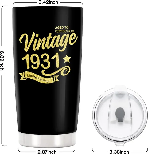 Miniatura 6 de Vasos de feliz cumpleaños 95 para hombres y mujeres, regalos de acero inoxidable en el año 1931, regalo de cumpleaños de 95 años para esposa