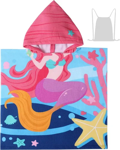 Miniatura 14 de Toalla de playa con capucha de microfibra ligera para niños, niños pequeños, baño / alberca / poncho de natación, encima del traje de baño.
