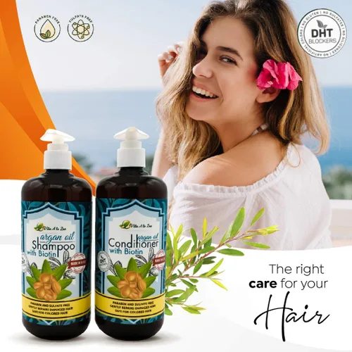 Miniatura 2 de Juego de champú y acondicionador de biotina de aceite de argán marroquí (2 x 16.9 onzas líquidas) Tratamiento natural de reparación, hidratación
