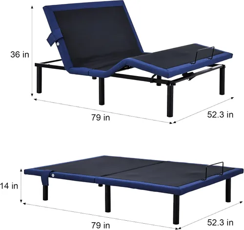 Miniatura 2 de Fromann Base de cama ajustable individual, base de cama ajustable con control remoto inalámbrico y puertos USB, gravedad cero, masaje, inclinación
