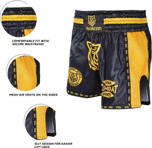 Miniatura 3 de Nyna Combat Muay Thai Shorts MMA Pantalones cortos para entrenamiento de lucha para artes marciales para hombres y mujeres