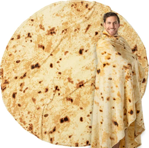 Miniatura 11 de PAVILIA Manta de tortilla de burrito, manta de doble cara de harina de tacos para niños, niñas, adolescentes, manta de comida realista, divertido