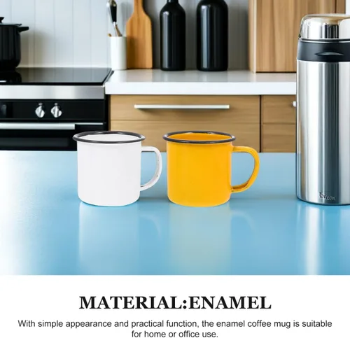 Miniatura 9 de SHOWERORO Taza esmaltada vintage de 2.55 pulgadas, taza de té retro para café, taza de agua ligera con mango antideslizante para hogar, oficina