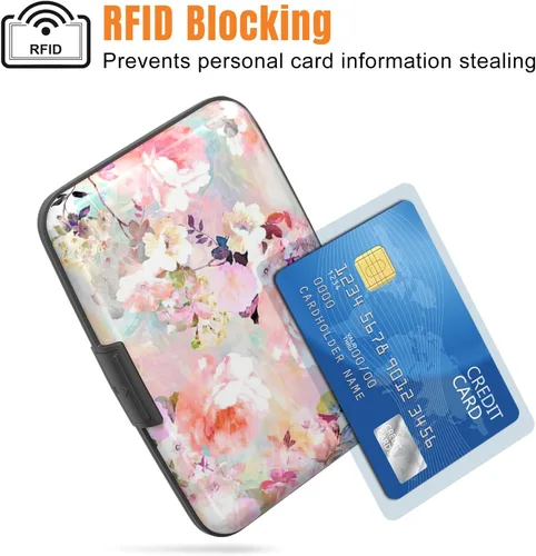 Miniatura 2 de Rimilak Tarjetero de Aluminio para Tarjetas de Crédito, Mini Billetera de Tarjetas de Crédito con Bloqueo RFID, Estuche Duro y Delgado de Metal