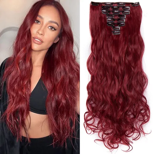 Miniatura 13 de S-noilite Extensiones de cabello sintético largo y lacio con clip de 23 a 26 pulgadas, 8 unidades, 18 clips, para mujeres, entrega de 2 a 5 días