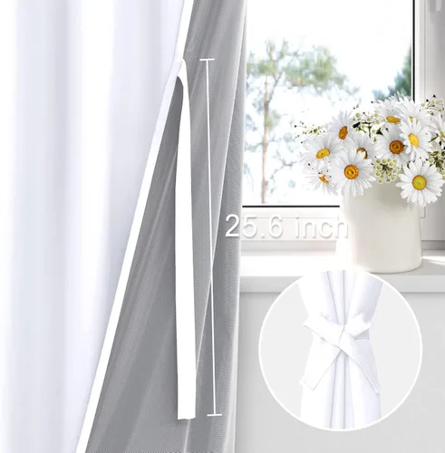 Miniatura 3 de XWZO Cortinas de Oscurecimiento Total de 45 Pulgadas de Largo - Paneles de Ventana con Ojales de Doble Capa para Oscurecimiento Completo de la Beige