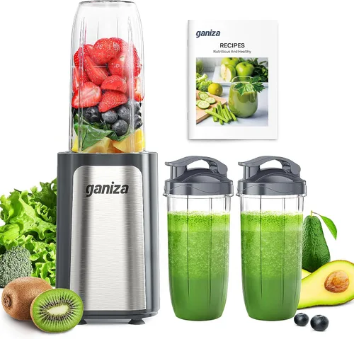Miniatura 8 de Ganiza Licuadora para batidos, 14 licuadoras personales para batidos y batidos para cocina con 3 tazas portátiles (1 x 24 onzas y 2 x 17 onzas)