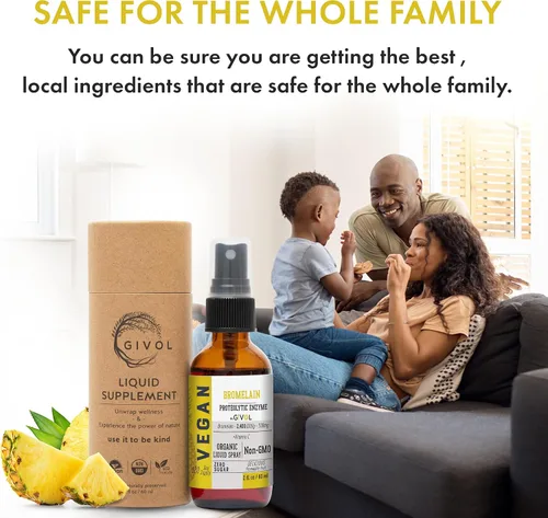 Miniatura 5 de Extracto de piña líquido de bromelina cruda orgánica, potencia mejorada, 500 mg, para niños y adultos, sin OMG, 2.0 fl oz, suministro para 120 días