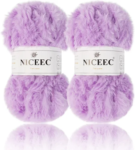 Miniatura 69 de NICEEC Hilo de Pelo Sintético Super Suave, Grueso y Esponjoso, Hilo de Pestañas para Crochet y Tejido (Longitud Total 192m/9.1kg) - Otoño/300g