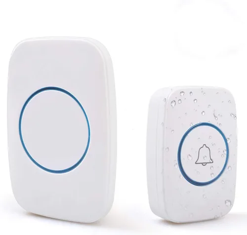 Timbre inalámbrico. Equipo de timbre para puerta, resistente al agua, con 1 receptor y 1 botón a presión con transmisor. Funciona a 500 pies. Con