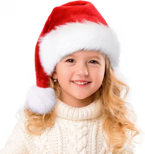 Miniatura 10 de RJVW Sombrero de Papá Noel de Navidad para niños y bebés, unisex, grueso, de terciopelo, clásico, para fiesta de Año Nuevo