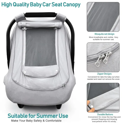 Miniatura 3 de Funda de asiento de automóvil para bebé para verano/primavera, funda de asiento de automóvil 100% algodón orgánico para bebés, cubierta de asiento