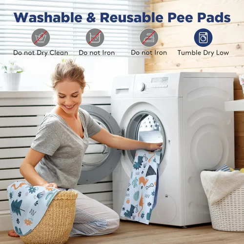 Miniatura 6 de Almohadillas lavables para orina para perros, paquete de 2 unidades grandes de 48 x 48 pulgadas, almohadillas reutilizables súper absorbentes