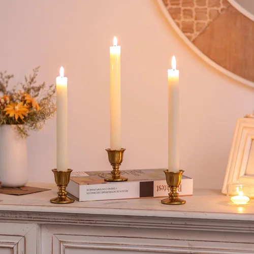 Miniatura 6 de Portavelas de estilo victoriano de latón en forma de cono - Romadedi dorado para velas cónicas, estilo victoriano para centro de mesa, recepción