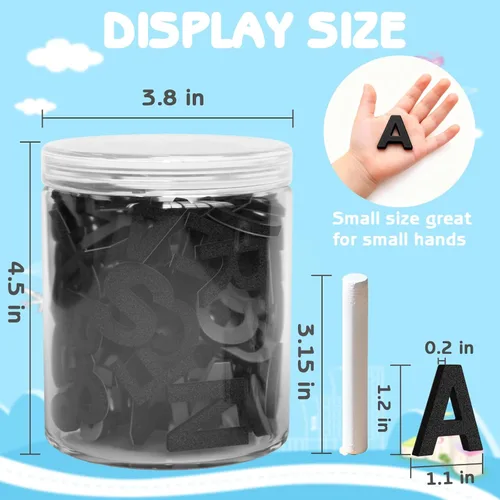 Miniatura 3 de Letras magnéticas decorativas del alfabeto de EVA para refrigerador/pizarra blanca (117 letras negras)