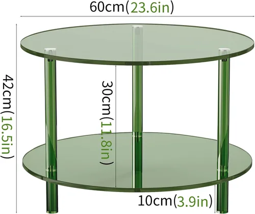 Miniatura 3 de Mesa de centro acrílica, pequeña mesa de centro moderna redonda para sala de estar, verde