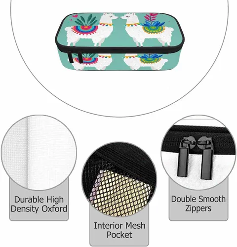 Miniatura 3 de Estuche organizador de lápices de alpaca, diseño de llama, hojas de animales, caja de papelería, caja de maquillaje, suministros escolares