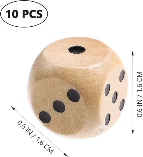 Miniatura 4 de Juego de 10 dados de madera D6 de madera de seis caras, juego estándar de matemáticas, mini dados de mesa para tablero de enseñanza en el aula