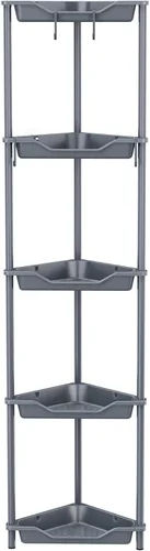 Miniatura 11 de Orimade Organizador de ducha esquinero de 2 niveles resistente a la oxidación, estante de esquina de piso de metal y plástico para baño, negro
