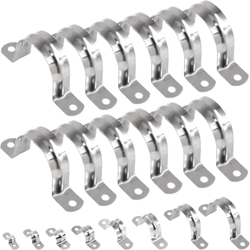 Miniatura 10 de Keadic 30 Uds M32 Dos Agujeros Correa U Soporte Tubo Correa Tensión Clips Acero Inoxidable Resistente Tubo Rígido Abrazadera