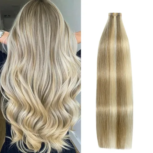 Miniatura 32 de Extensiones de cabello humano adhesivas, sedosas y lacias, 100% Remy, color marrón oscuro, para mujeres, 20 unidades por paquete