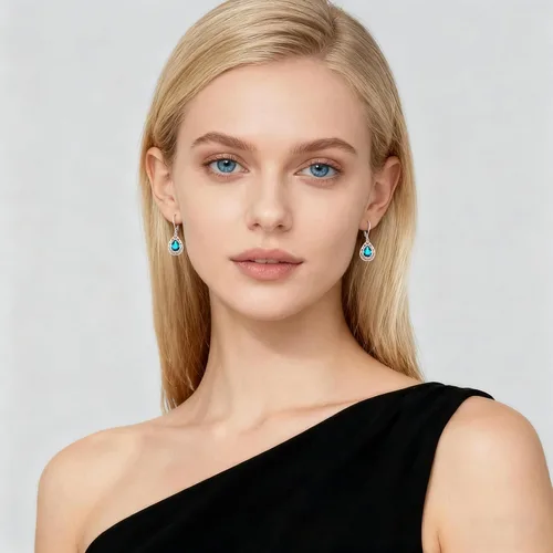 Miniatura 161 de Aretes colgantes de plata de ley con diseño de árbol de la vida, flor, abeja, animales, gato, colibrí, piedra lunar, turquesa, aretes con cierre