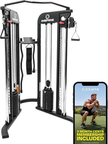 Inspire Fitness FTX - Entrenador funcional compacto para el hogar con accesorios - Diseño que ahorra espacio - Máquina de cable para gimnasio en