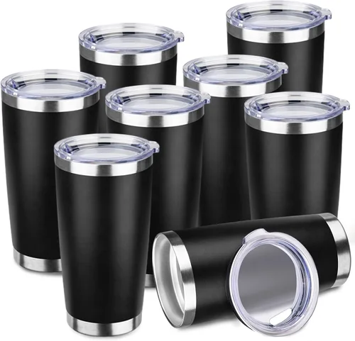 Miniatura 10 de StarSpeed Vaso de 20oz a granel con tapa, acero inoxidable de doble pared aislada al vacío, taza de café con recubrimiento de polvo para bebidas