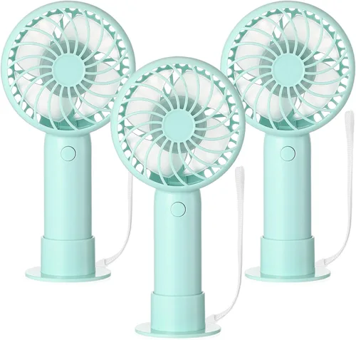 Miniatura 58 de Tujoe Mini ventilador de mano potente de 3 velocidades, ventilador personal pequeño portátil recargable con base USB para mujeres, maquillaje