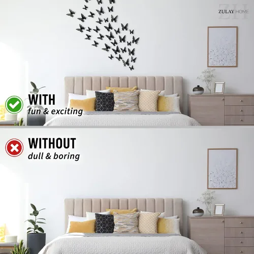 Miniatura 9 de Zulay Home Decoración de pared de mariposa 3D, 24 piezas con 3 tamaños diferentes, decoraciones extraíbles para habitación, cumpleaños, fiestas