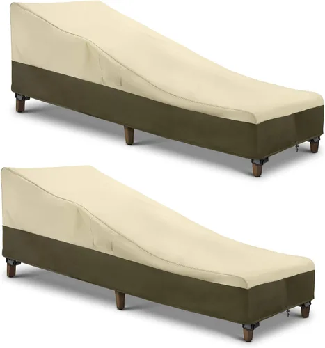 SunPatio Funda para tumbona impermeable al aire libre, resistente, paquete de 2 fundas para sillas de patio, resistentes a los rayos UV, a Beige y