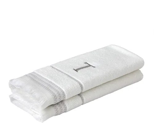 Miniatura 3 de SKL Home Casual Monogram - Juego de toallas de mano, T, 16 x 26 pulgadas, color blanco, 2