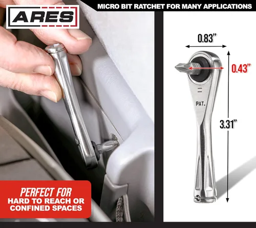 Miniatura 5 de Destornillador de torque con rueda dentada de 1/4" ARES 70040 este mini destornillador tiene un cabezal de torque de 72 dientes, 5º movimiento