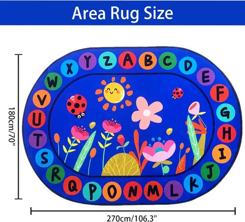 Miniatura 2 de USTIDE Alfombra ovalada para niños, 5 x 7 pulgadas, con letras del alfabeto ABC, alfombra educativa antideslizante, alfombra de juego para el aula