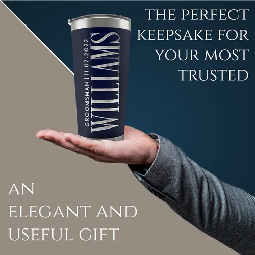Miniatura 5 de Regalos de padrinos de boda, vaso personalizado con inicial grabada, nombre y título, 20 onzas, 3 colores, vaso de acero inoxidable de doble pared