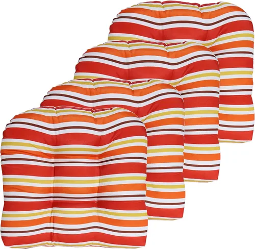 Miniatura 10 de Sweet Home Collection - Cojines para silla de patio al aire libre, cojines prémium con relleno grueso y cómodo de fibra, con tul, 19 x 19 pulgadas