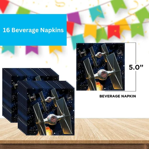Miniatura 3 de Paquete de vajilla de Star Wars para fiestas, 16 servilletas de almuerzo y 16 bebidas, 8 platos de cena y 8 platos de postre, decoraciones de fiesta