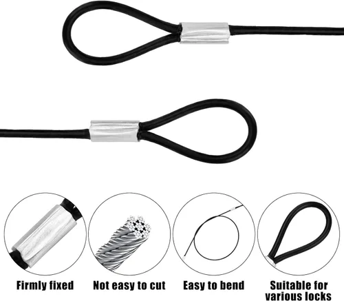 Miniatura 3 de 10 cables de alambre de acero inoxidable con bucles de 12 pulgadas, cuerda de alambre recubierta de vinilo de 12 pulgadas, cadenas de seguridad