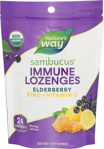 Miniatura 4 de Nature's Way Sambucus Pastillas de zinc con saúco y vitamina C, sabor miel y limón, 24 pastillas